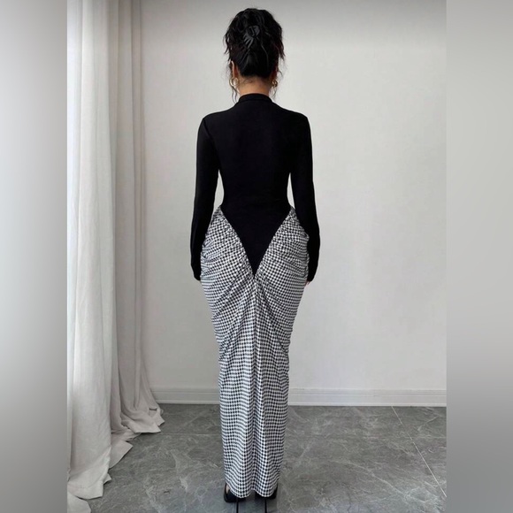 Black & Houndstooth Bodycon women's Dress - Picture 4 of 4